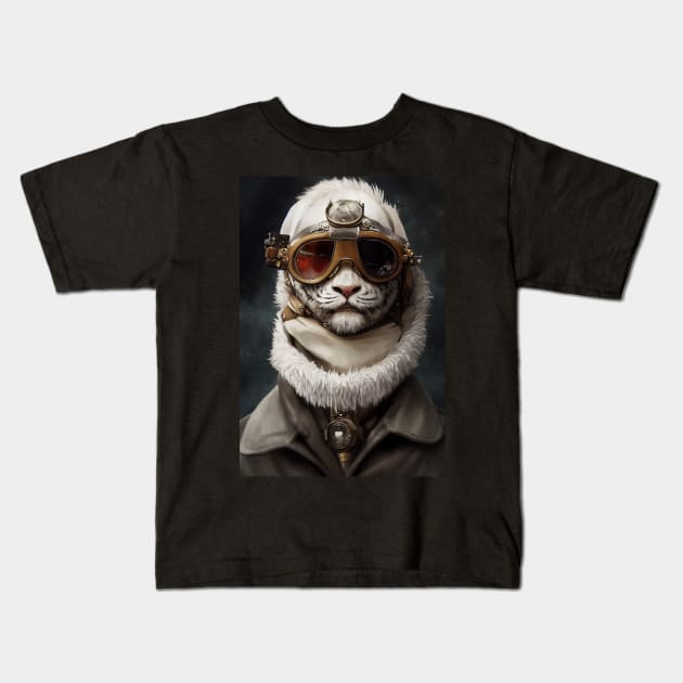 White tiger Kids T-Shirt by Durro